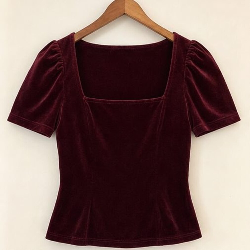 Camel V Neck Top